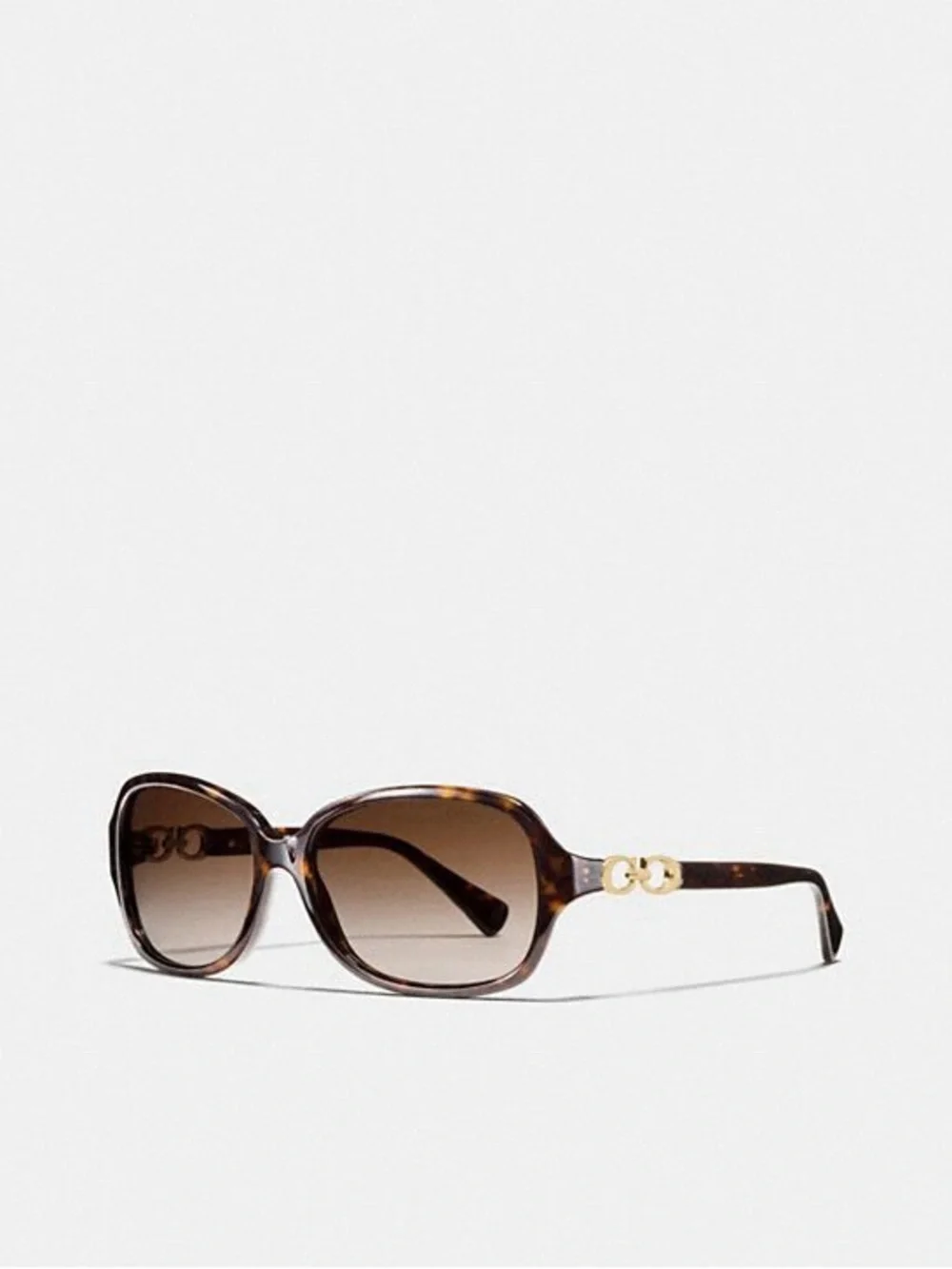 Coach Tortoiseshell Sunglasses with Brown Gradient Lenses and Gold Accents